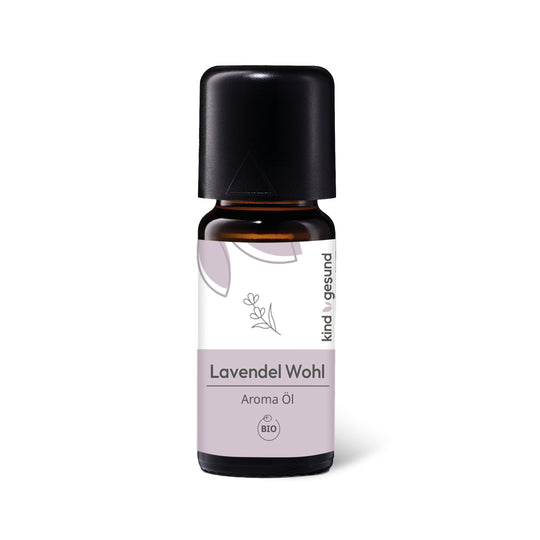 Vorderseite Bio-Lavendel Aroma Öl von kindgesund