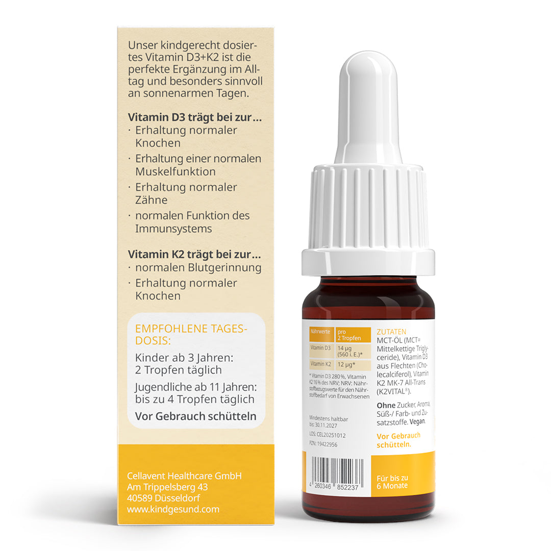 Vitamin D3+K2 Tropfen für Kinder - Cellavent Healthcare
