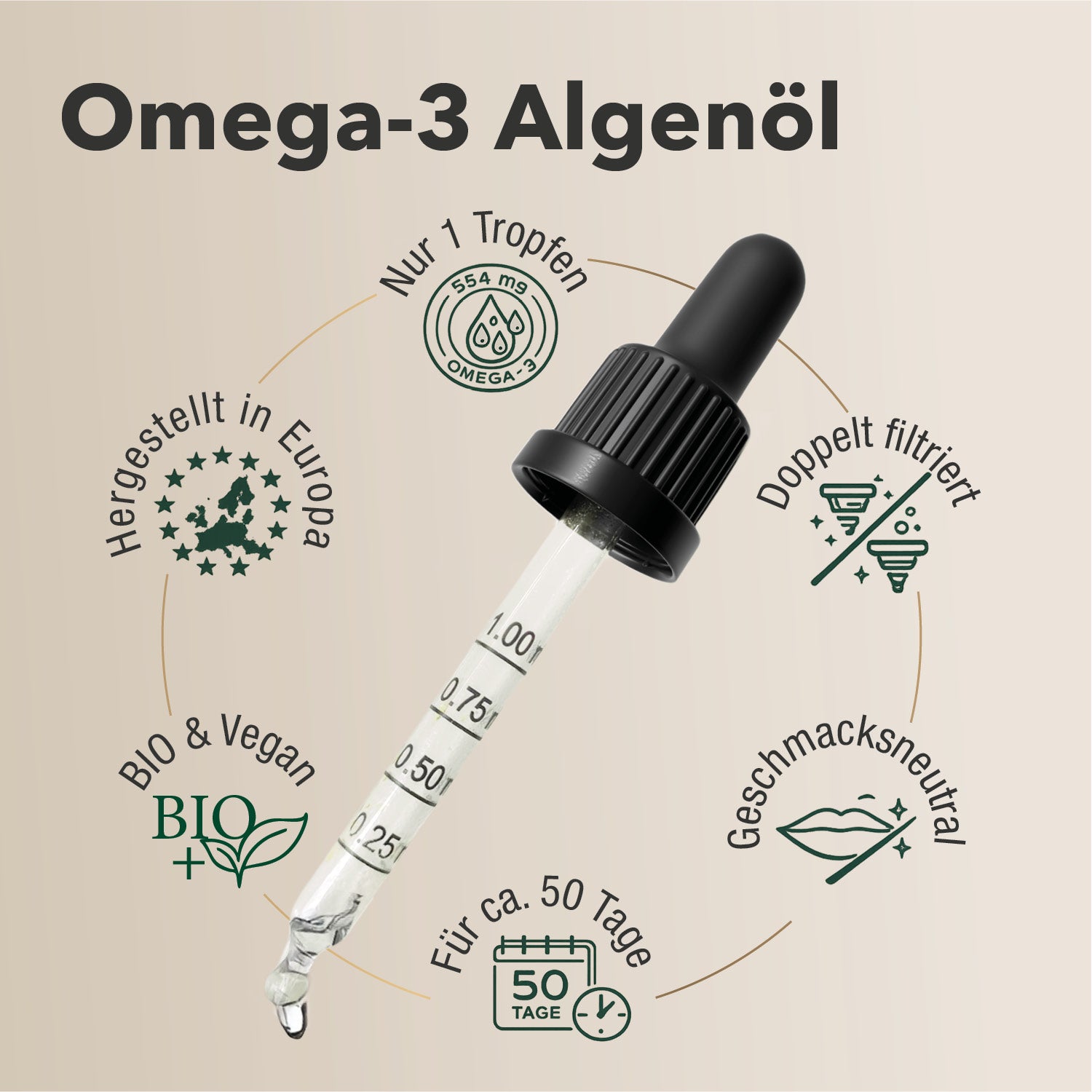 Bio Omega-3 Algenöl  Tropfen