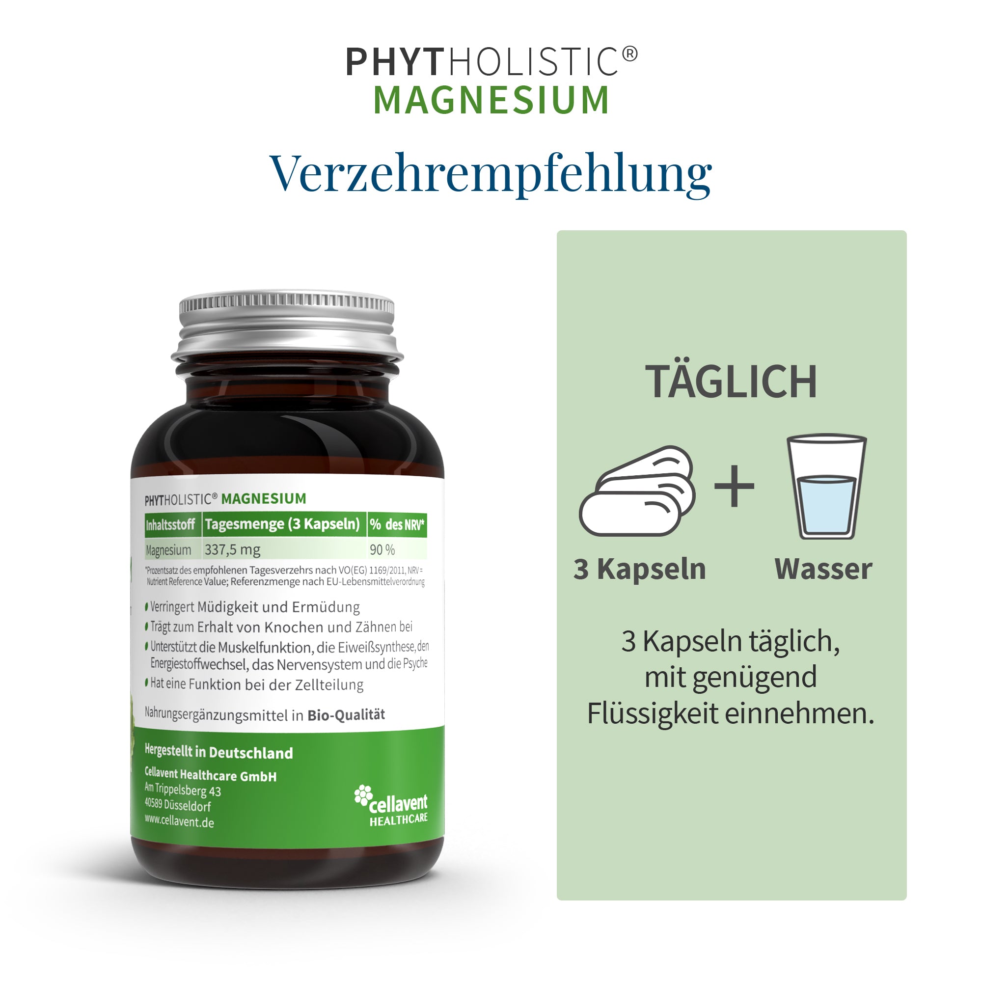 Bio Magnesium Tabletten - Phytholistic Magnesium - Cellavent Healthcare
