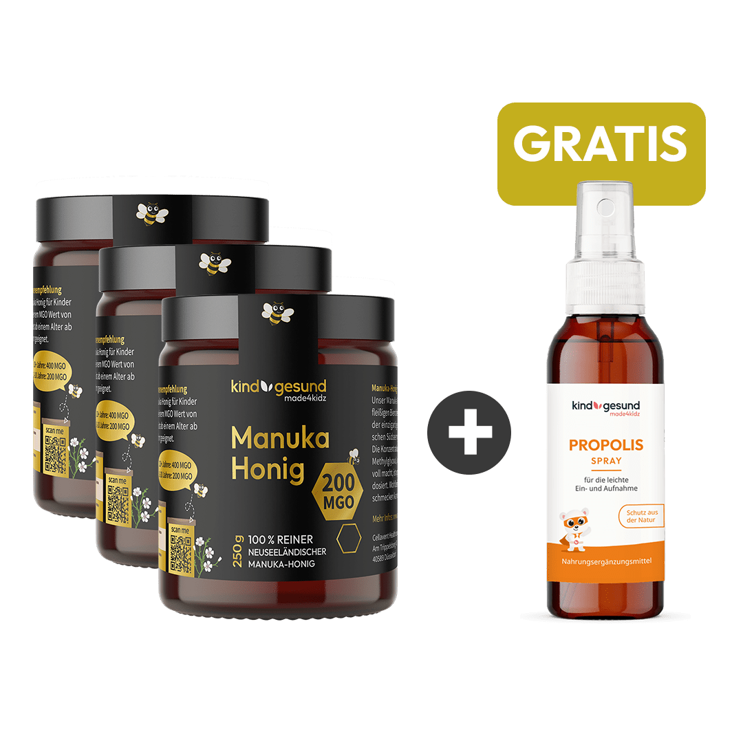 3x Manuka Honig 200 MGO + Gratis Propolis Spray - Cellavent Healthcare