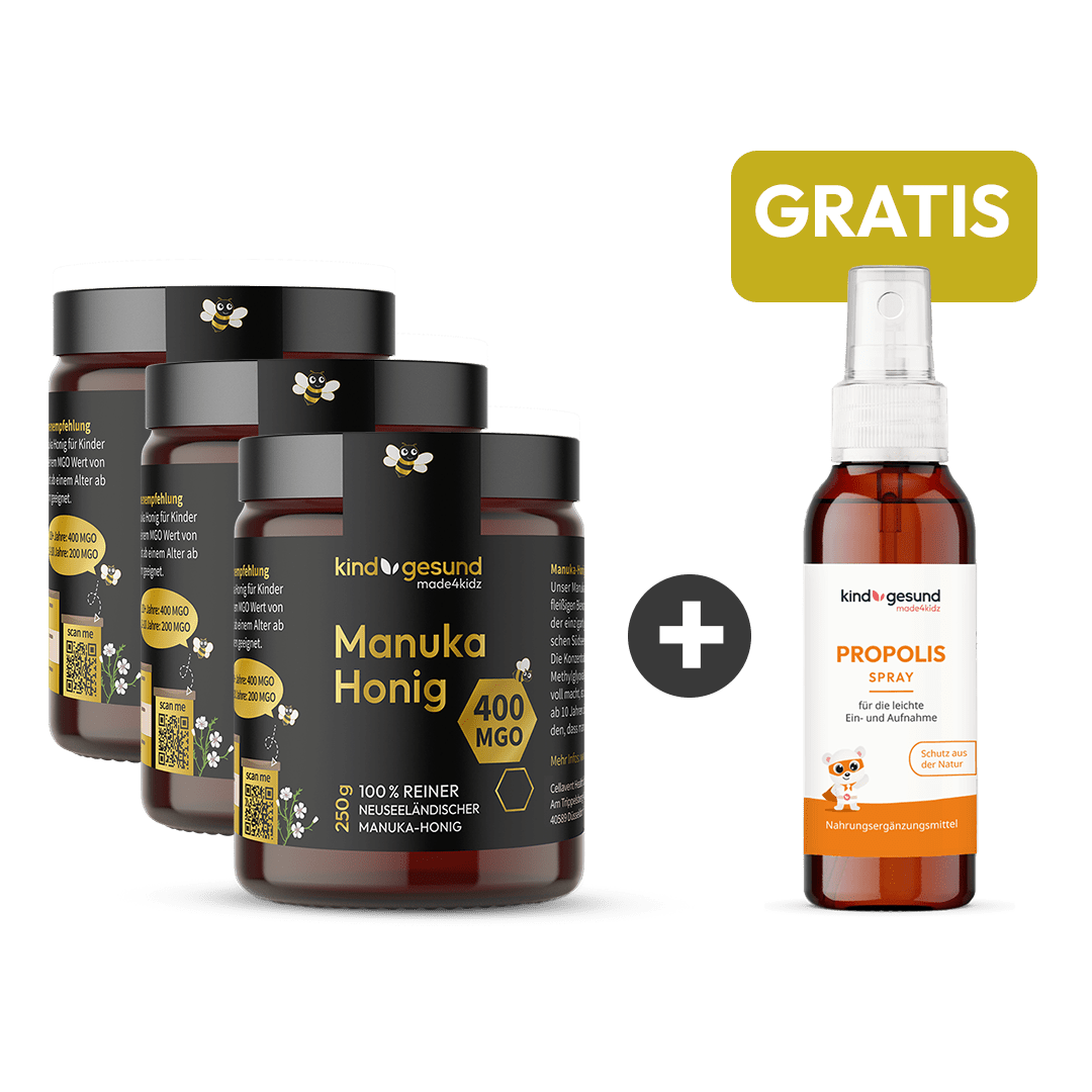 3x Manuka Honig 400 MGO + Gratis Propolis Spray - Cellavent Healthcare