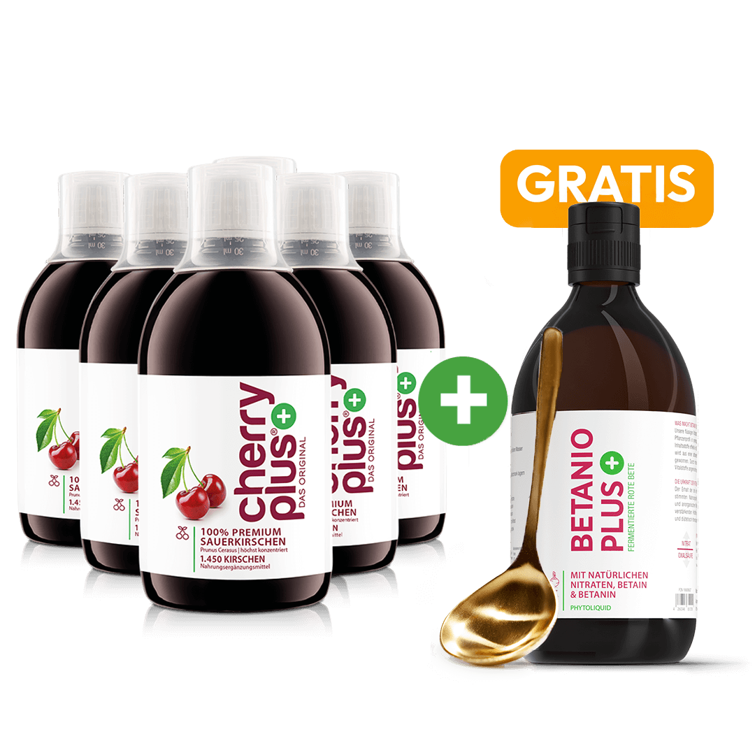 6 x Montmorency Sauerkirsch Konzentrat + gratis Rote Bete Konzentrat Angebot - Cellavent Healthcare