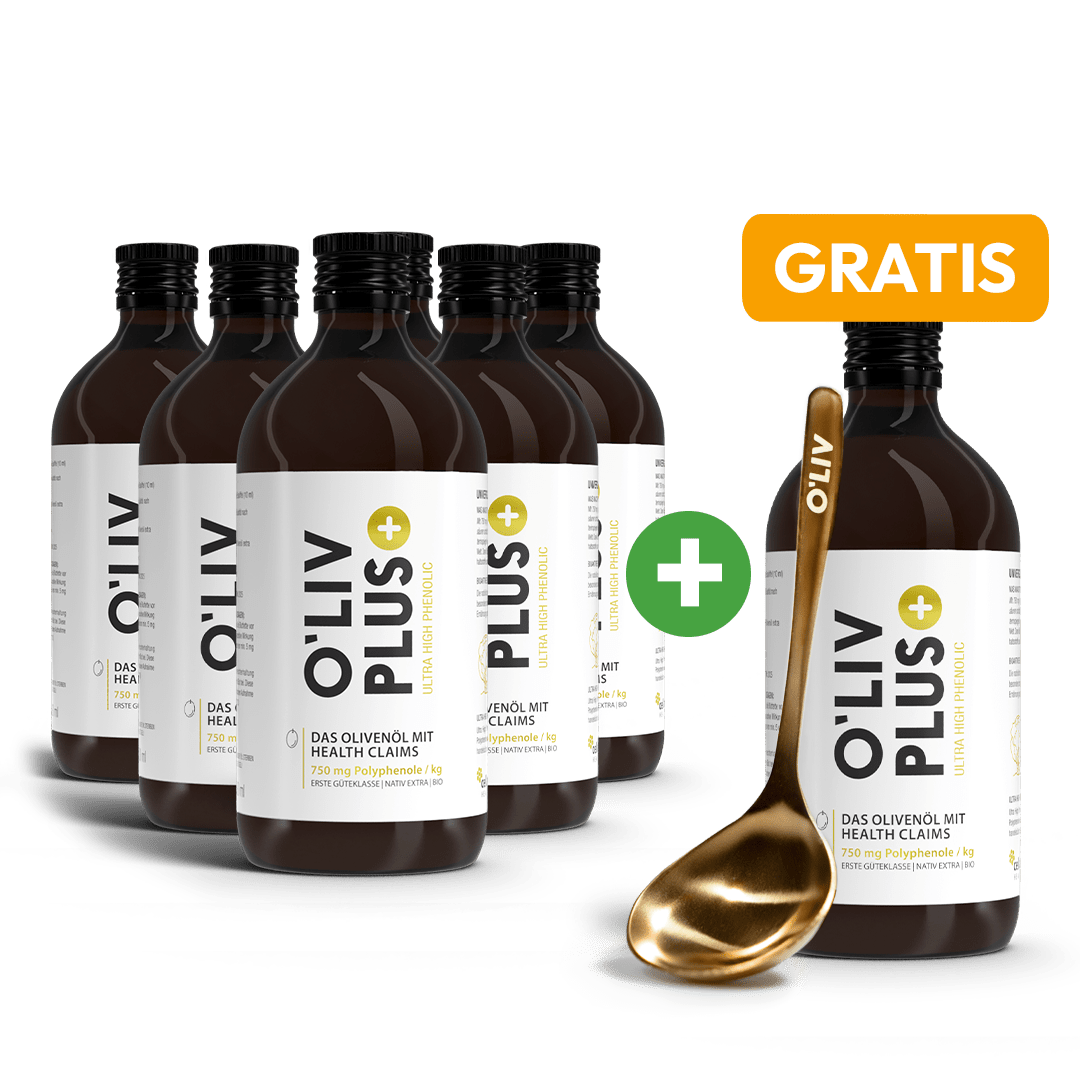 6x O'Liv PLUS + Dosierlöffel + Gratis O'Liv PLUS (Rabatt Inkludiert) - Cellavent Healthcare