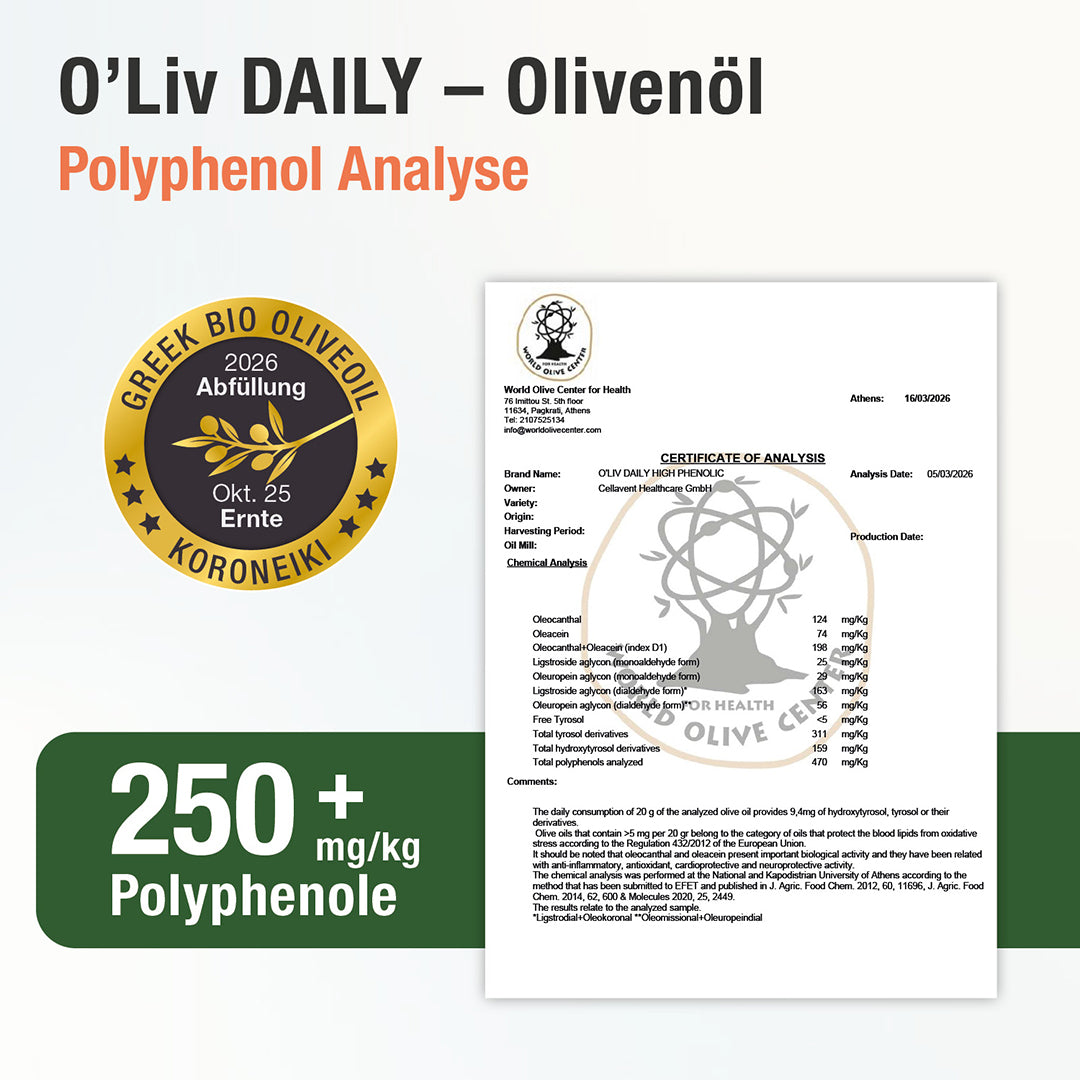 High Phenolic Olivenöl - O'Liv Daily - Cellavent Healthcare