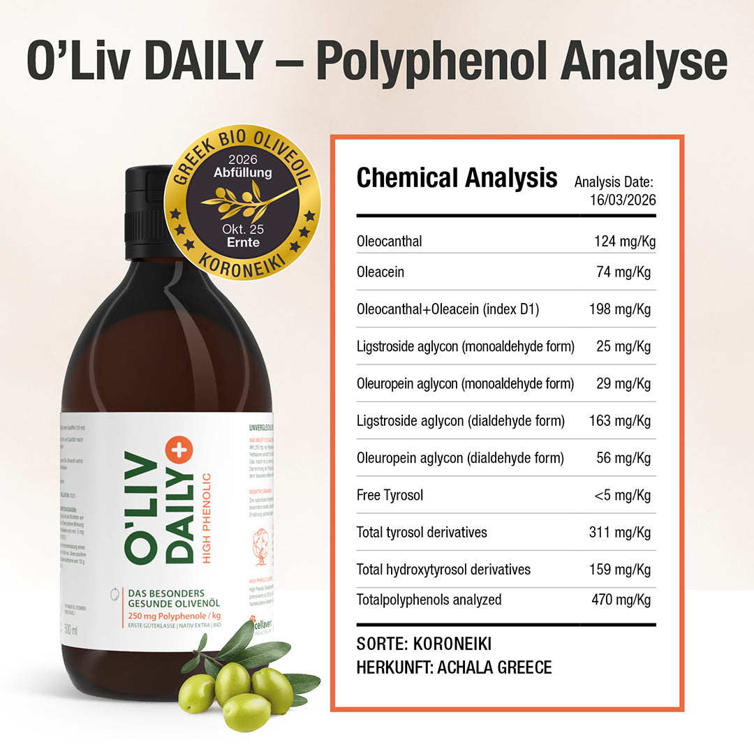 High Phenolic Olivenöl - O'Liv Daily - Cellavent Healthcare