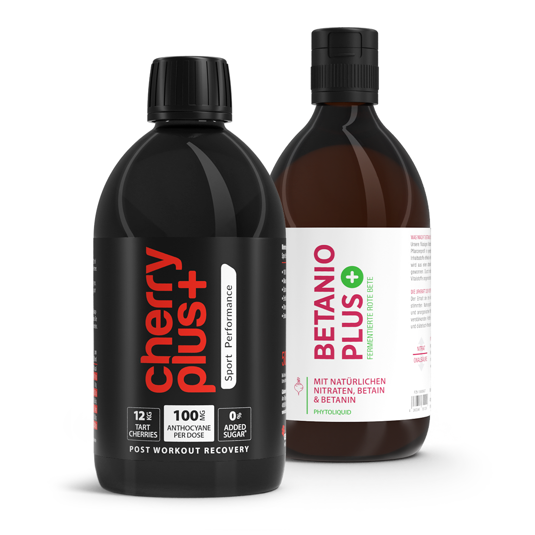 Sport-Set: Cherry PLUS Sport Sauerkirschsaft-Konzentrat und Betanio PLUS Bio-Rote-Bete-Konzentrat, je 500 ml