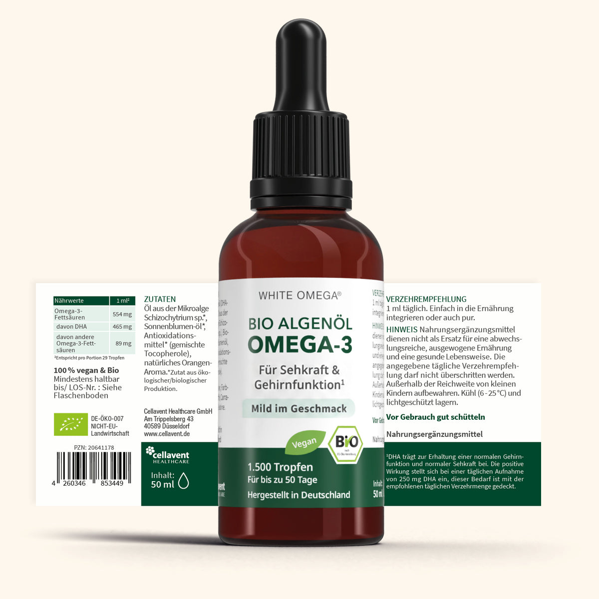 White Omega® Bio-Algenöl Tropfen
