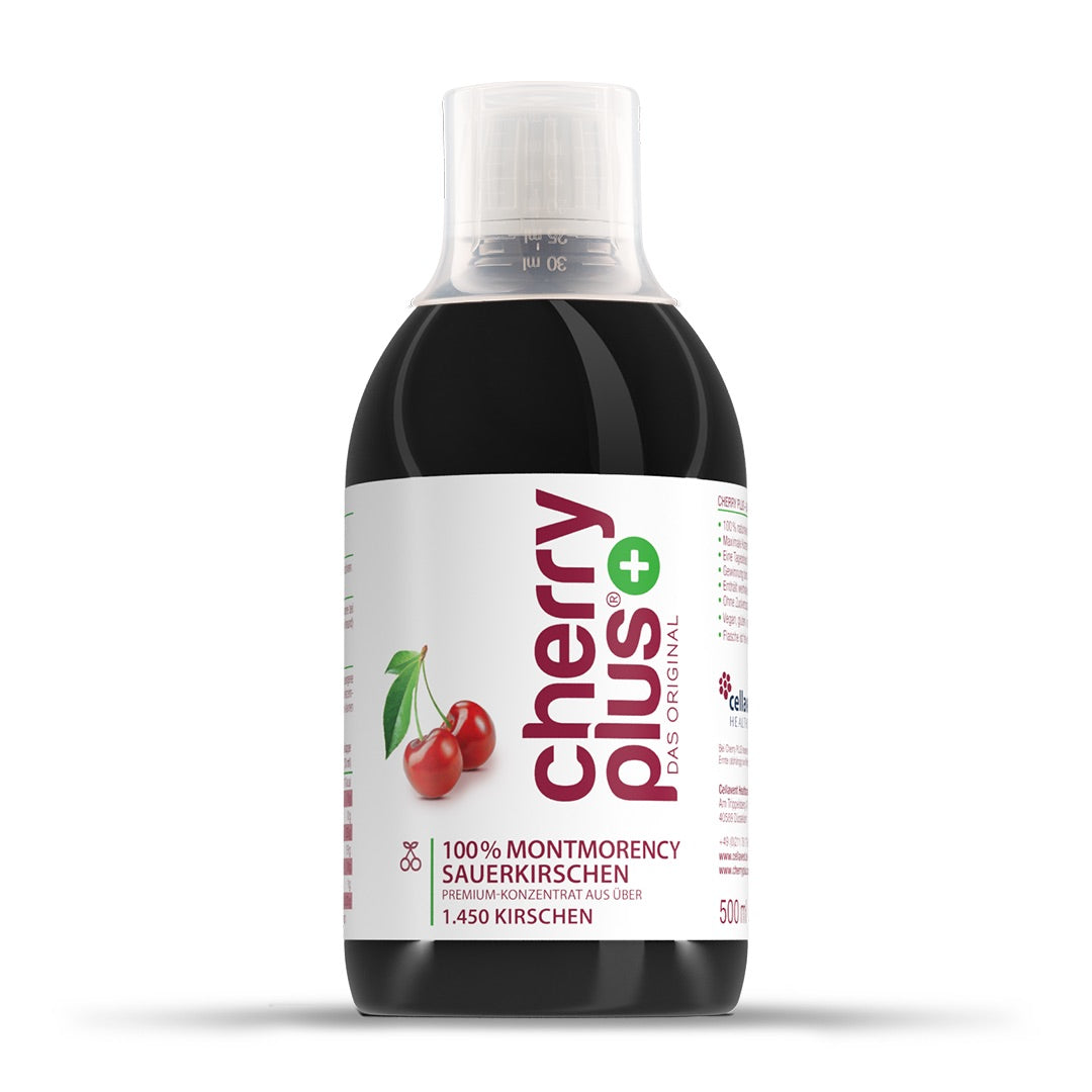 Vorderseite vom Cherry PLUS Montmorency Sauerkirschsaft Konzentrat 500 ml