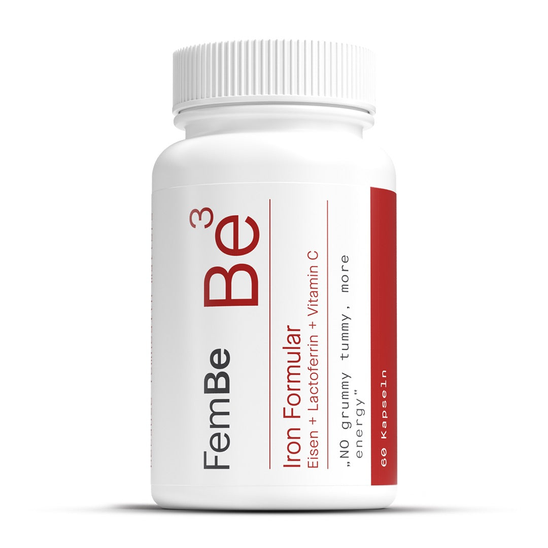 FemBe Iron Formular eisentabletten Verpackung und Produkt mit Kapseln