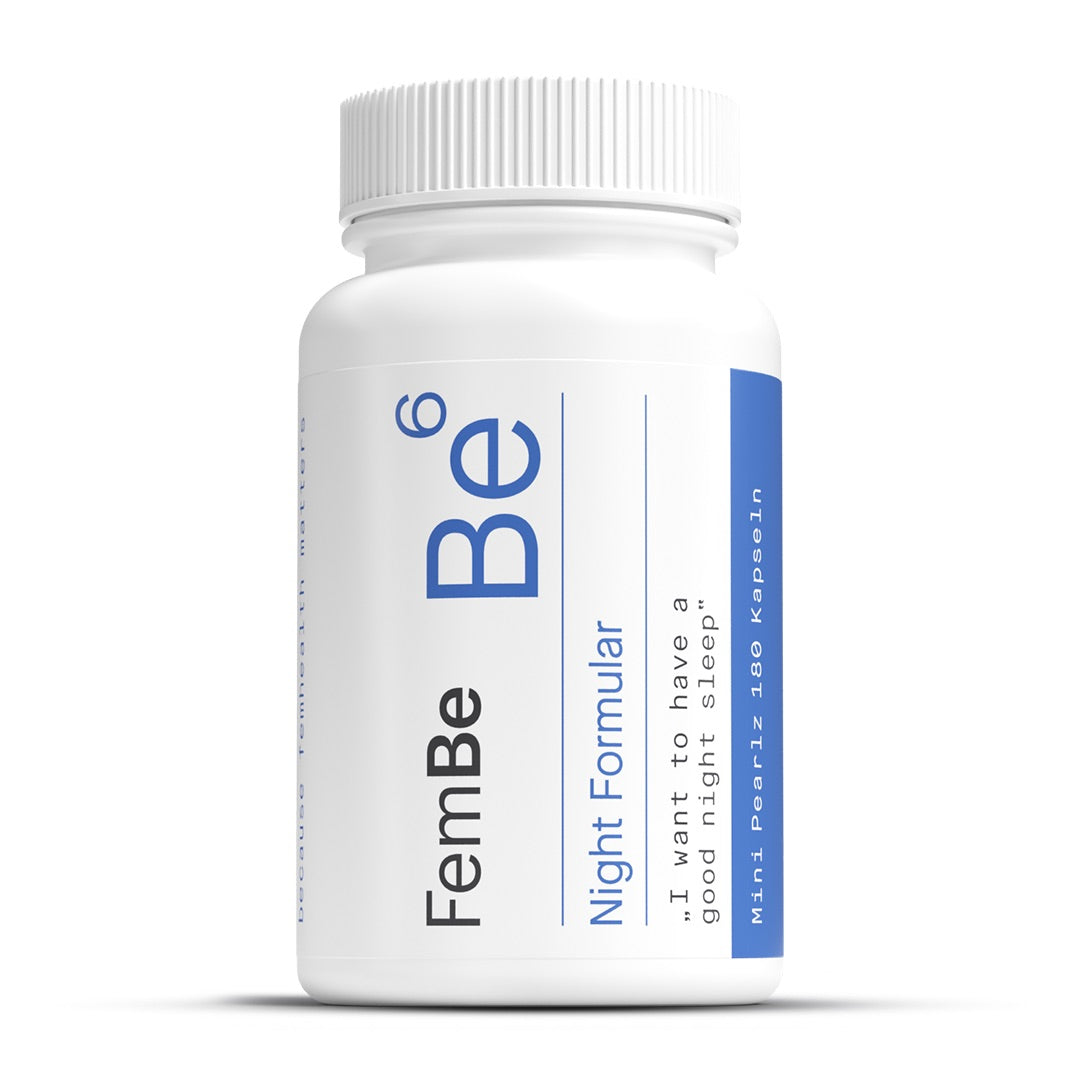 FemBe Night Formular Schlafmittel, Melatonin Kapseln mit Zitronenmelisse für Frauen, Dose und Kapsel
