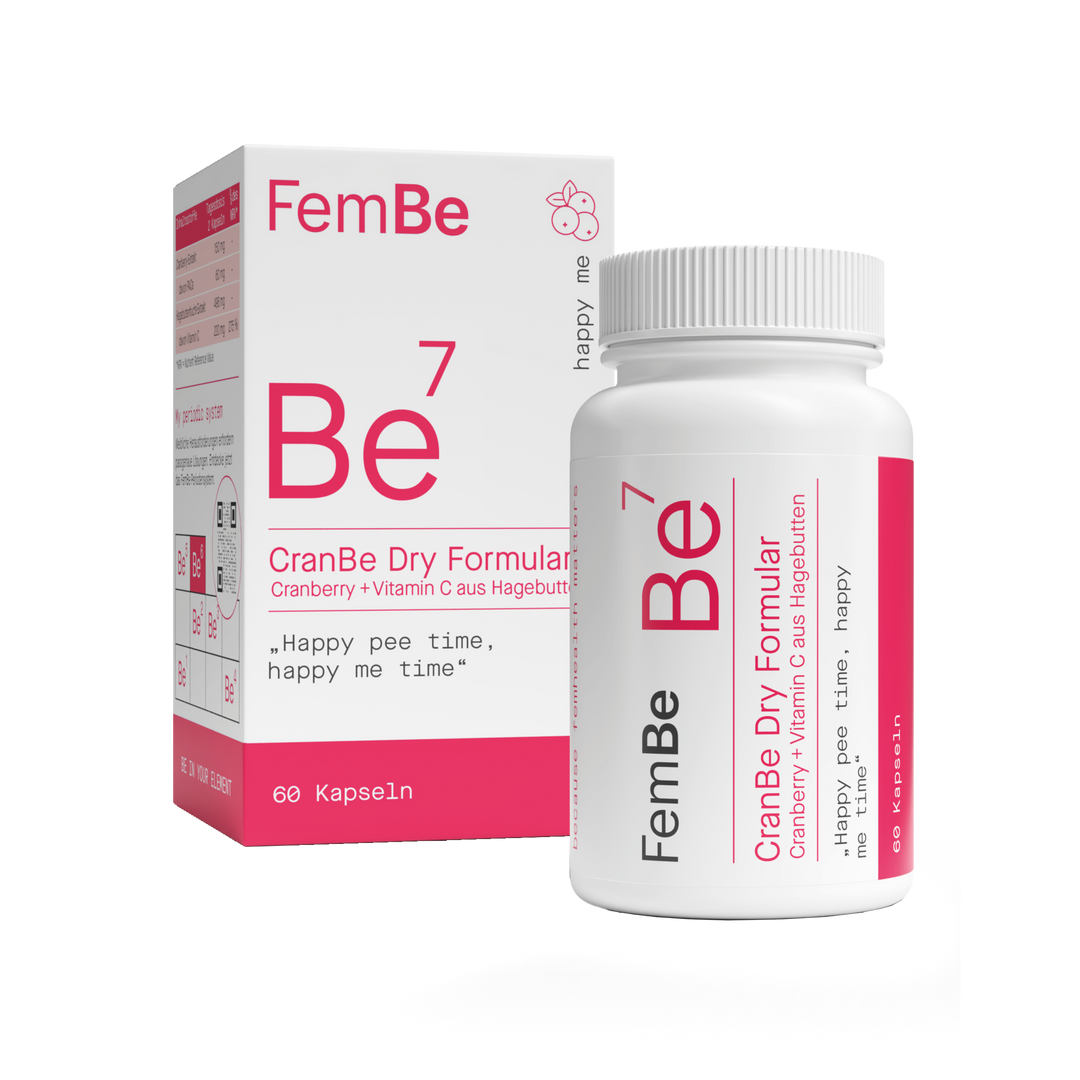 FemBe Be7 CranBe Dry Formular Verpackung und Dose