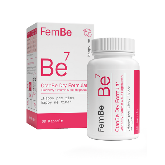 FemBe Be7 CranBe Dry Formular Verpackung und Dose