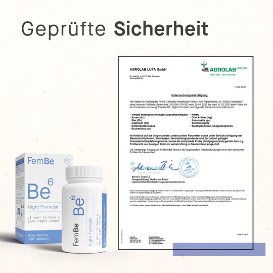 Geprüfte Sicherheit mit Zertifikat und Be6 Night Formular Verpackung