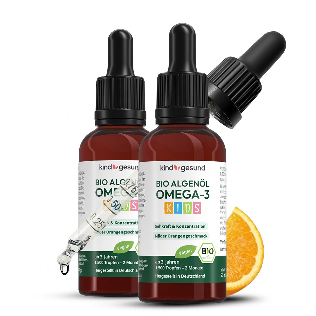 Omega-3 Bio-Algenöl Kinder Tropfen - Orange
