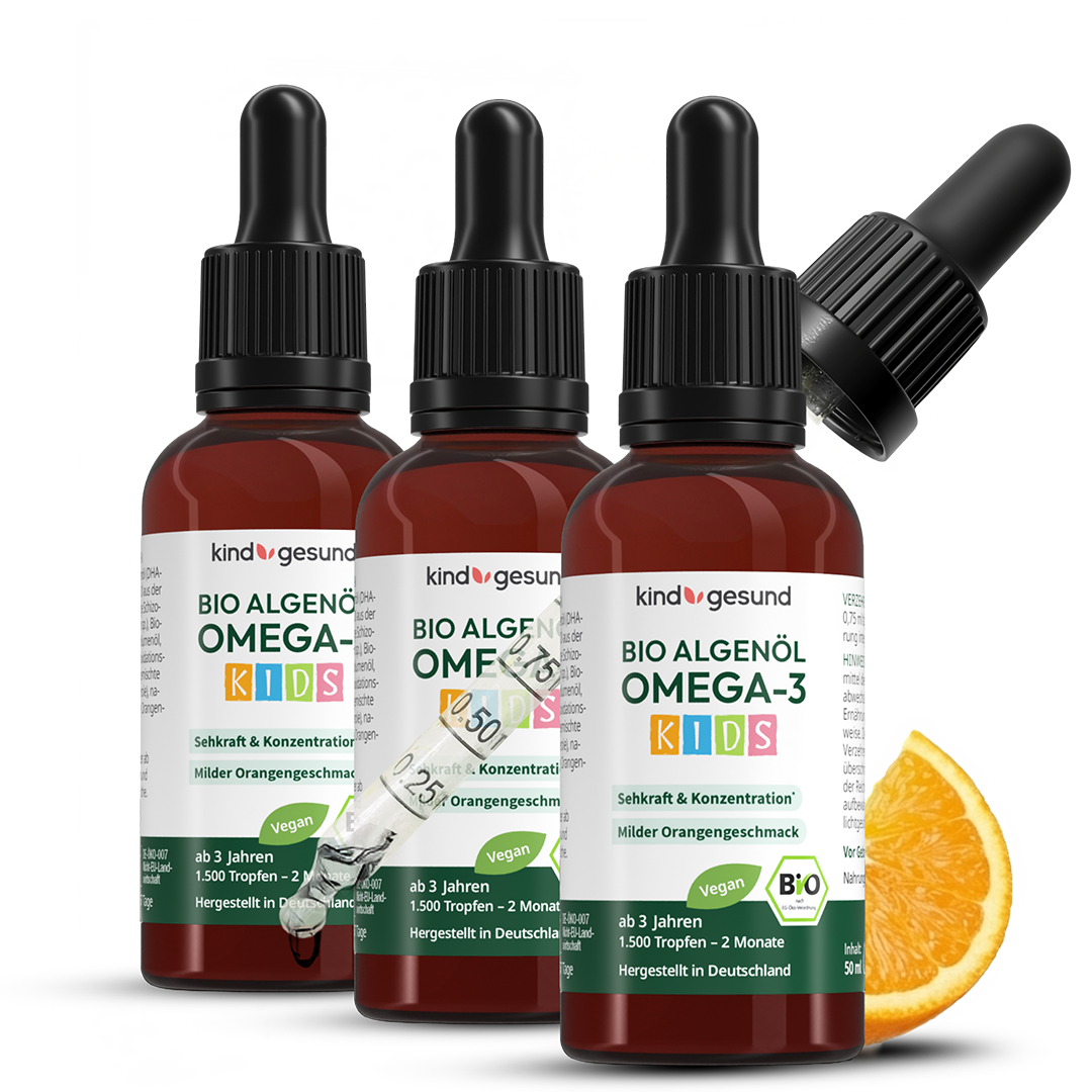 Omega-3 Bio-Algenöl Kinder Tropfen - Orange