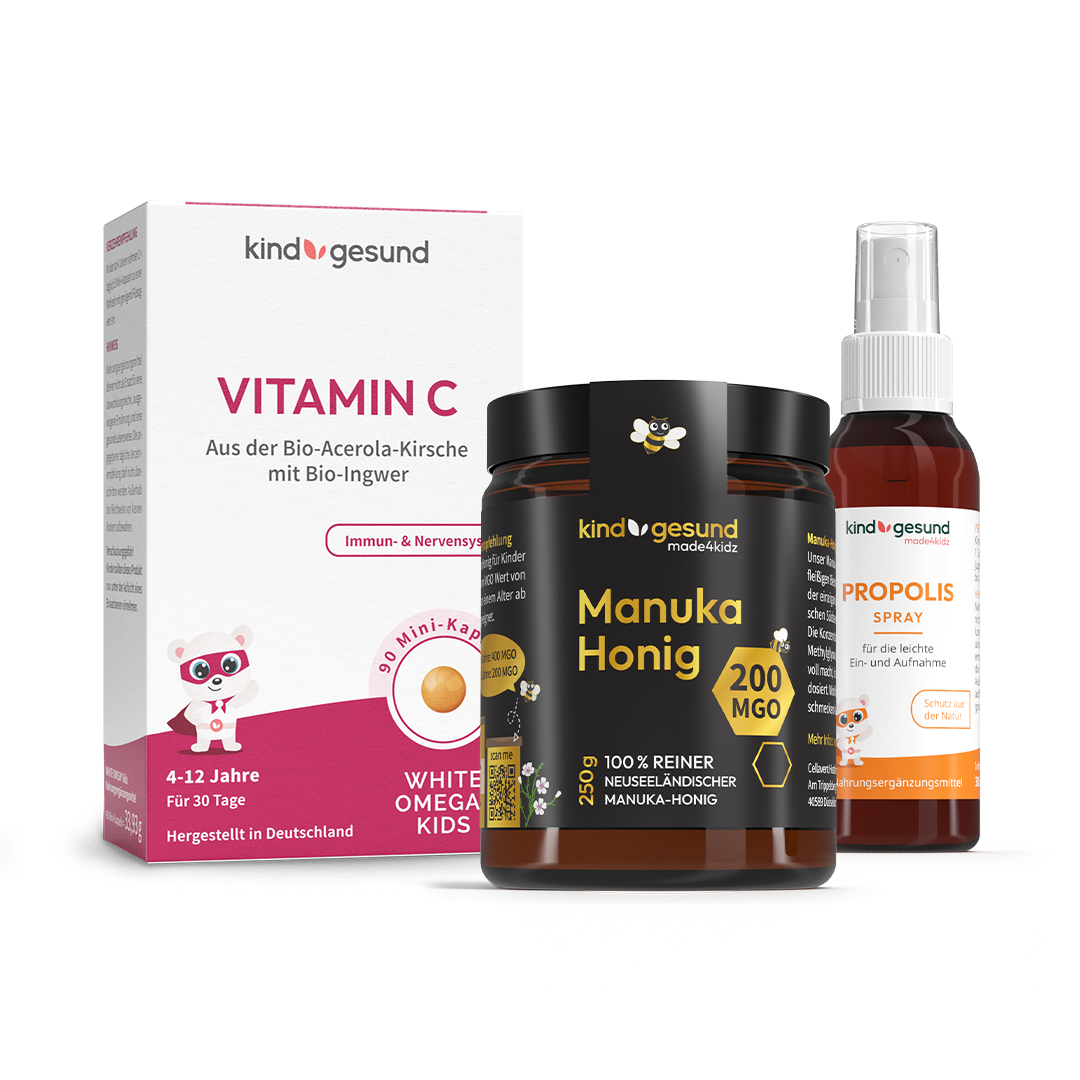 Starke Abwehr (Honig, Vitamin C & Halsspray)