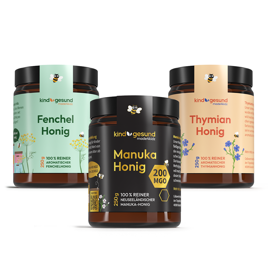 Trio-Set Honige: Manuka, Fenchel & Thymian