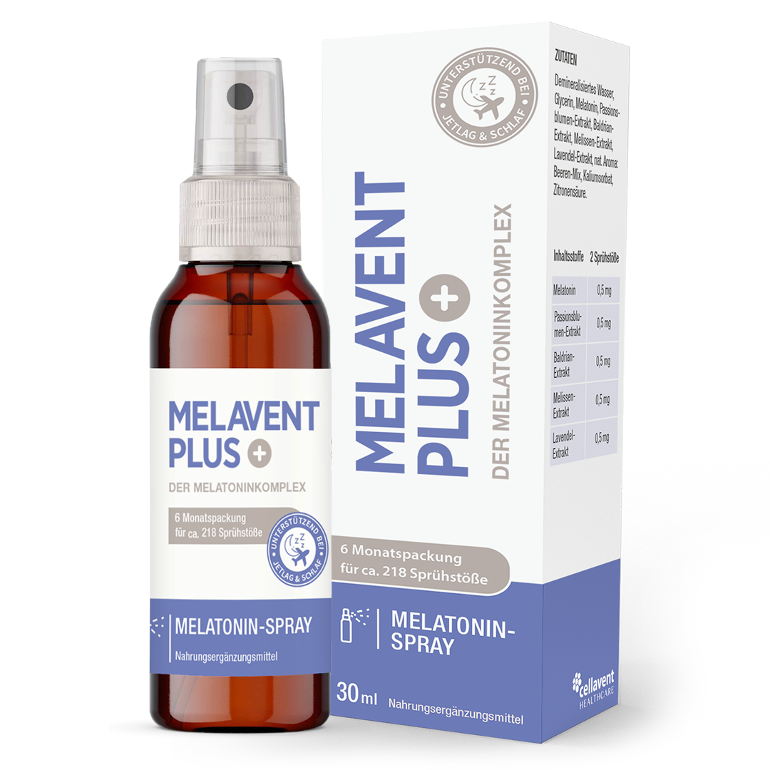 Melavent PLUS Spray und Verpackung