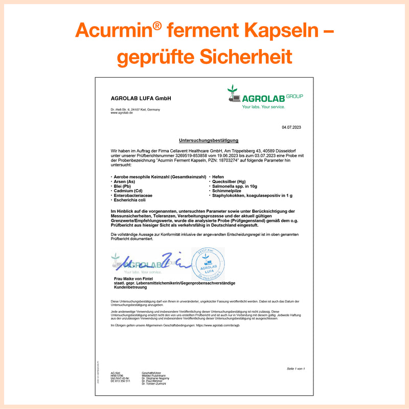Acurmin® ferment Kapsel Labor-Untersuchungsbericht