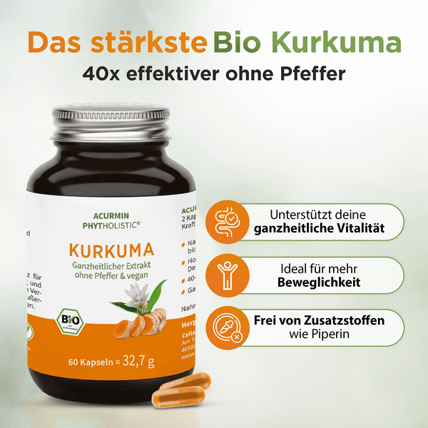 Bio Kurkuma Kapseln ohne Pfeffer – Acurmin Phytholistic