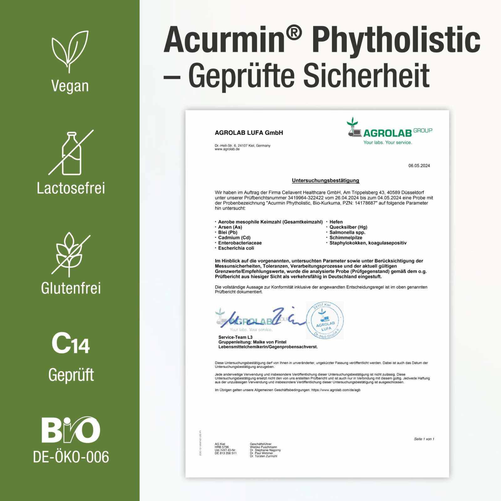 Bio - Kurkuma Kapseln ohne Pfeffer – Acurmin Phytholistic - Cellavent Healthcare