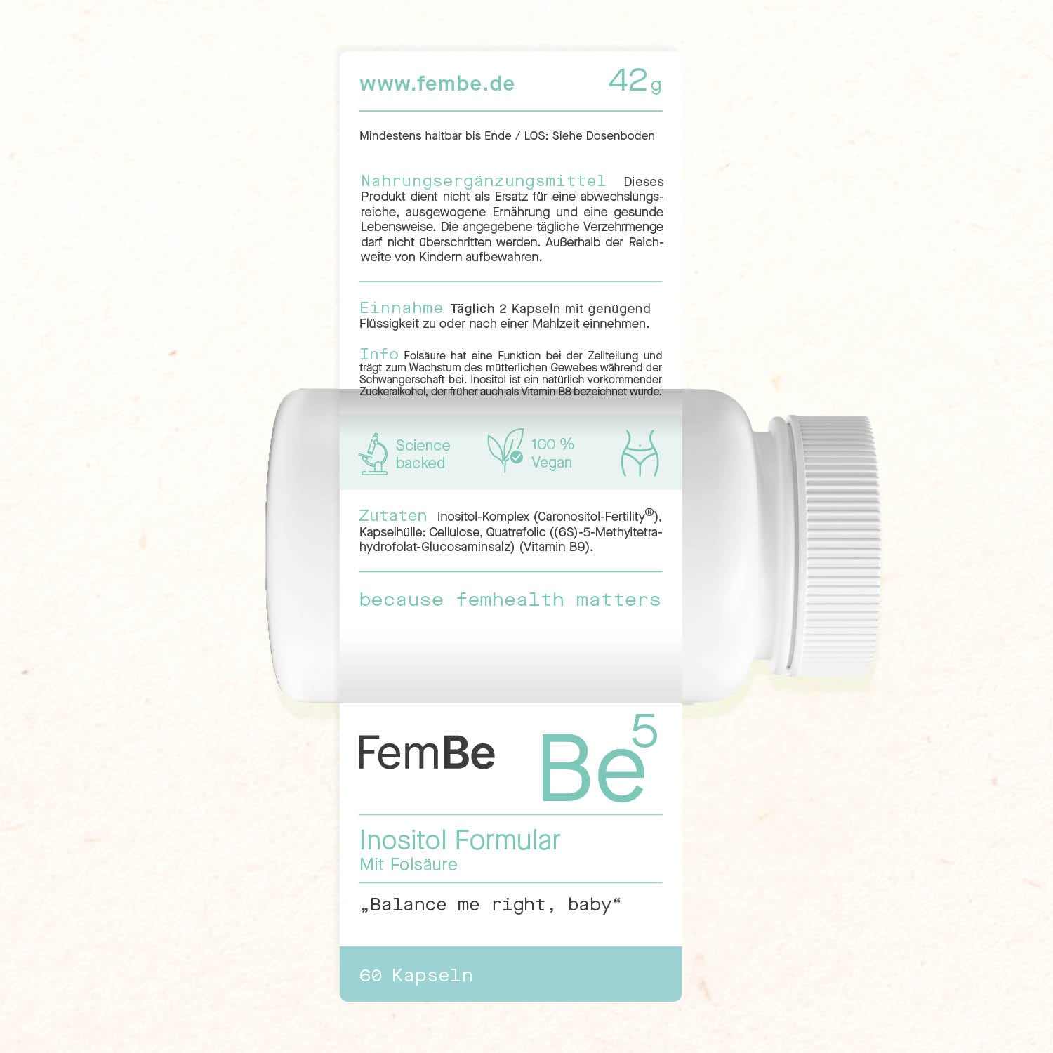 D - Chiro + Myo Inositol Komplex mit Folsäure Kapseln - Be5 FemBe - Cellavent Healthcare