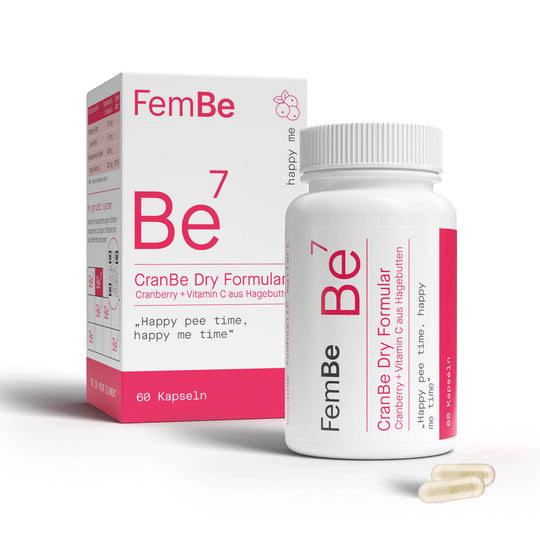 FemBe CranBe Dry Cranberry Kapseln für Frauen Umkarton, Dose und Kapseln