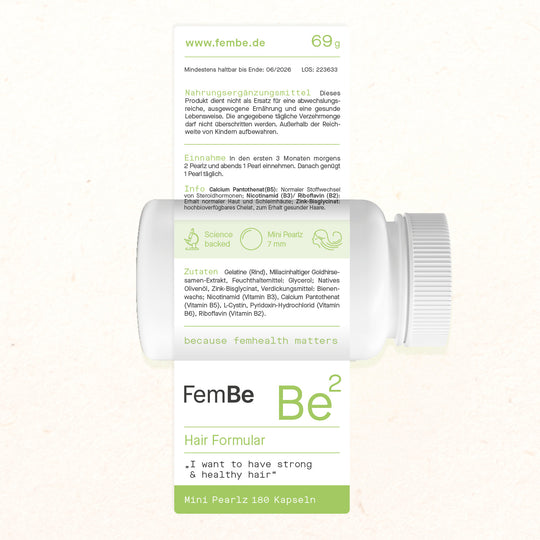 FemBe Hair Formular, Haar Kapseln für Frauen, Etikett