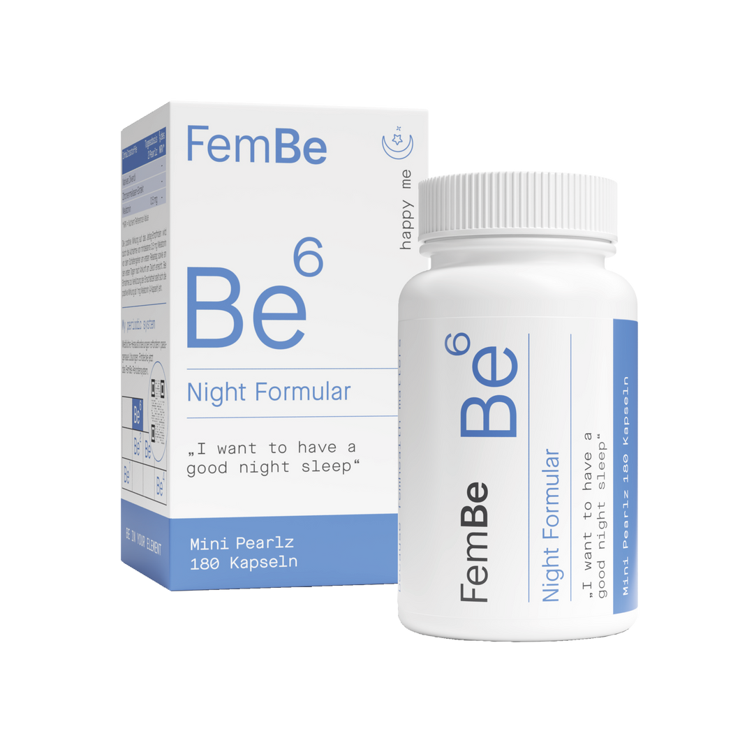 FemBe Night Formular, Melatonin Kapseln mit Zitronenmelisse für Frauen, Umkarton, Dose