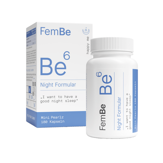 FemBe Night Formular, Melatonin Kapseln mit Zitronenmelisse für Frauen, Umkarton, Dose