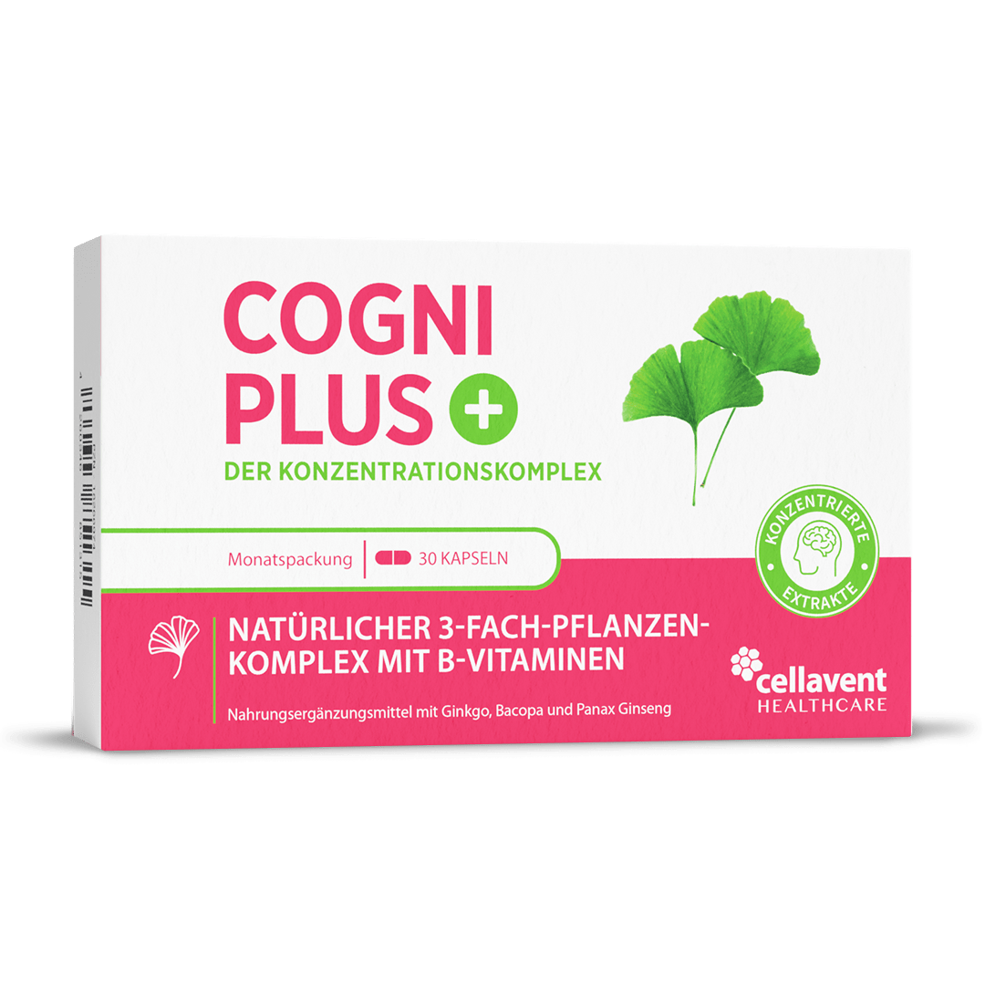 Ginkgo Kapseln mit Bacopa & Ginseng – Cogni PLUS - Cellavent Healthcare
