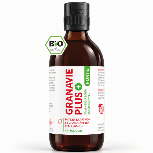 Granavie PLUS Bio-Granatapfel-Konzentrat 300 ml Flasche mit Bio-Siegel