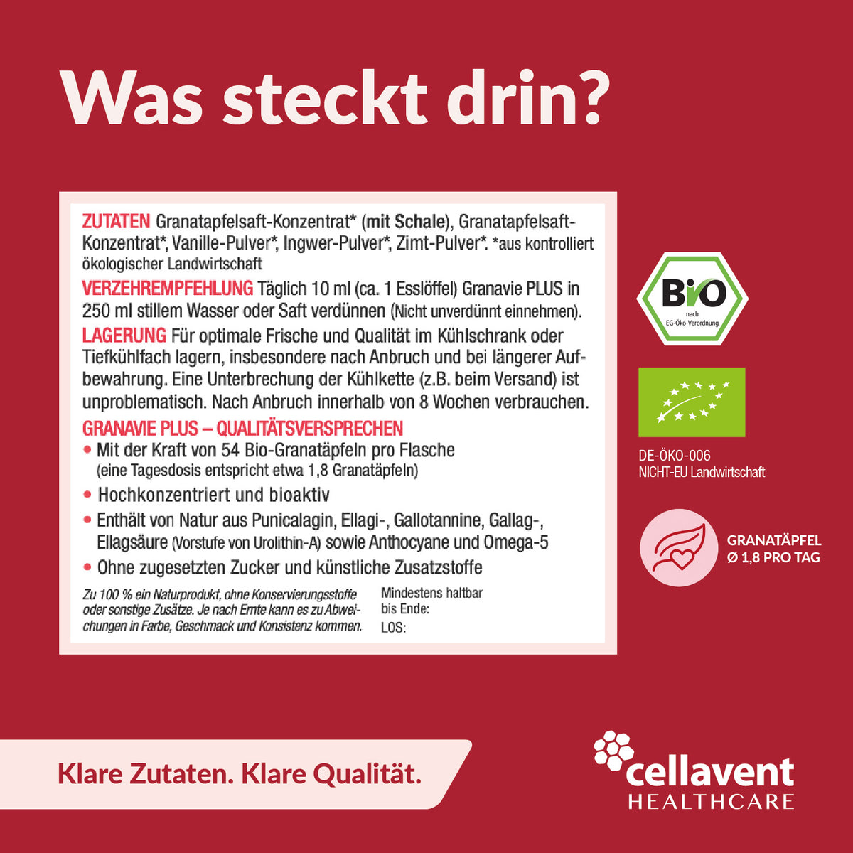 Granavie PLUS Zutaten und Verzehrempfehlung