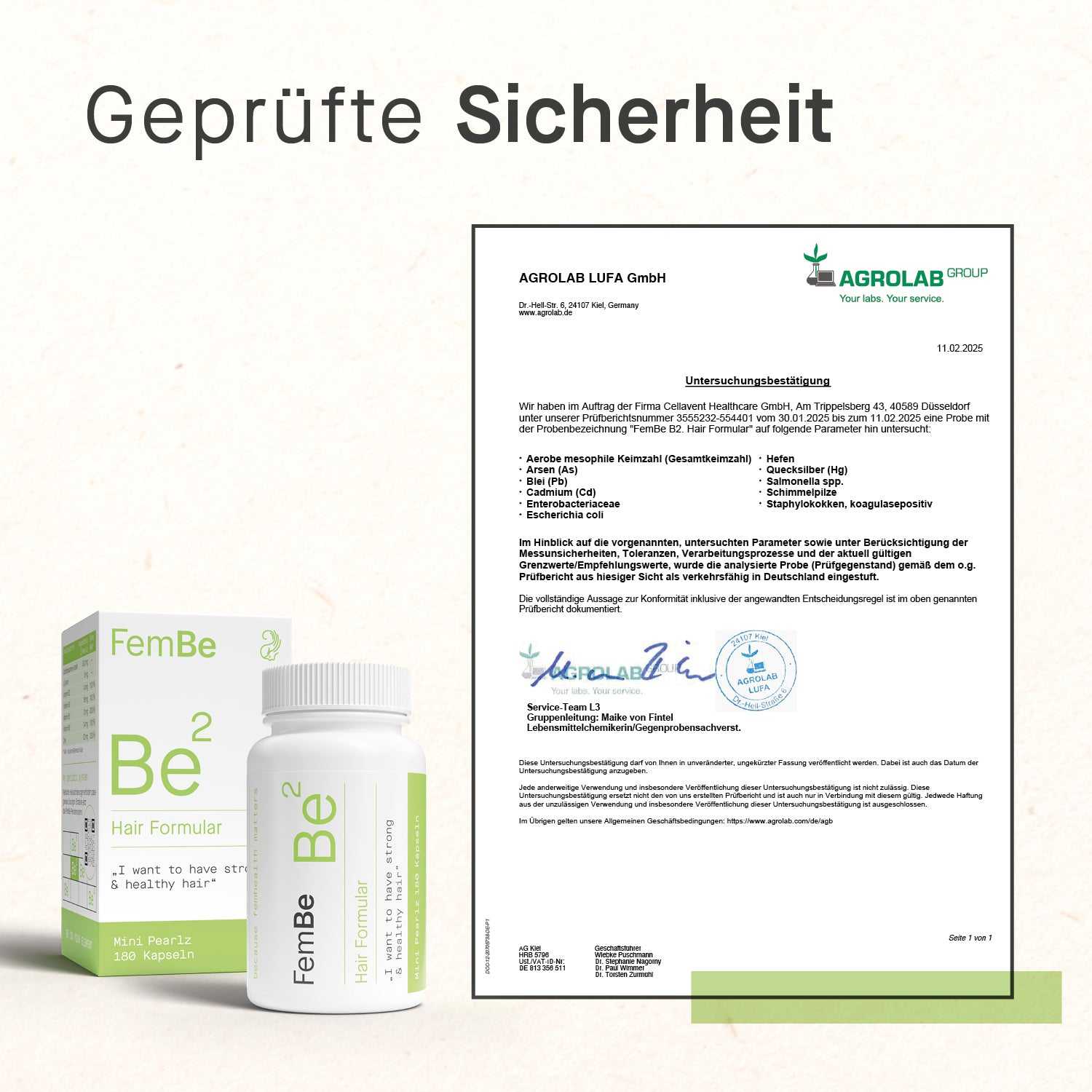 Haar Vitamin Kapseln mit Goldhirse & L - Cystin - Be2 FemBe - Cellavent Healthcare
