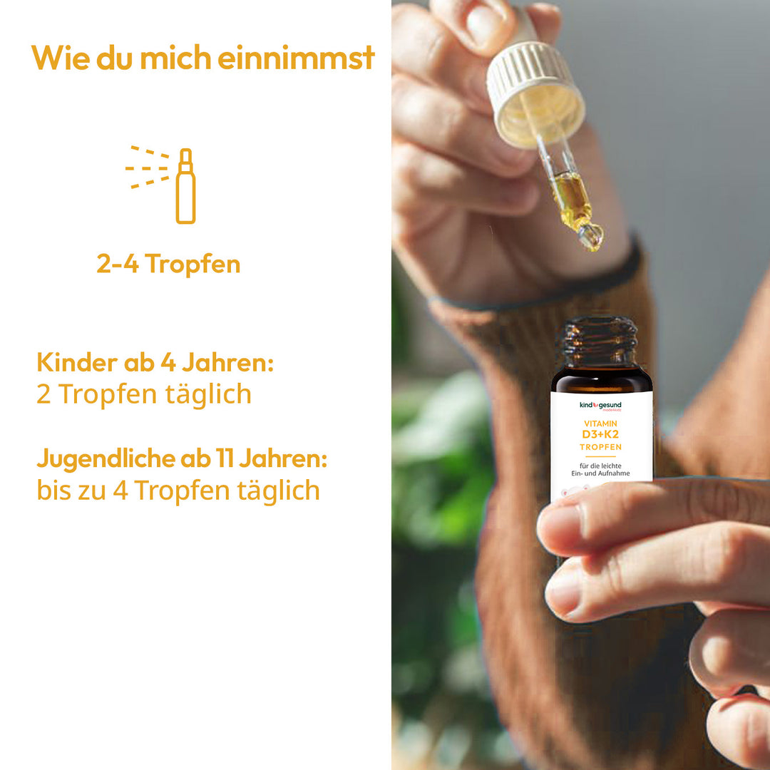 Verzehrempfehlung vom Produkt Vitamin D3+K2 Spray von kindgesund