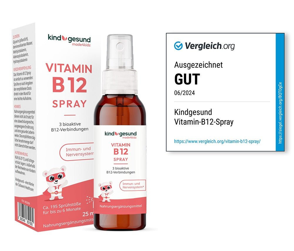 Vitamin B12 für Kinder mit Auszeichnung "Gut" bei Vergleich.org