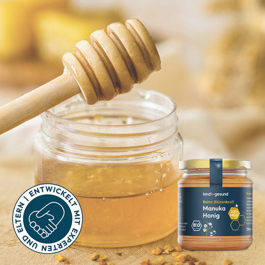 Produktbild Bio-Manuka Honig mit kindgesund Expertenlogo 