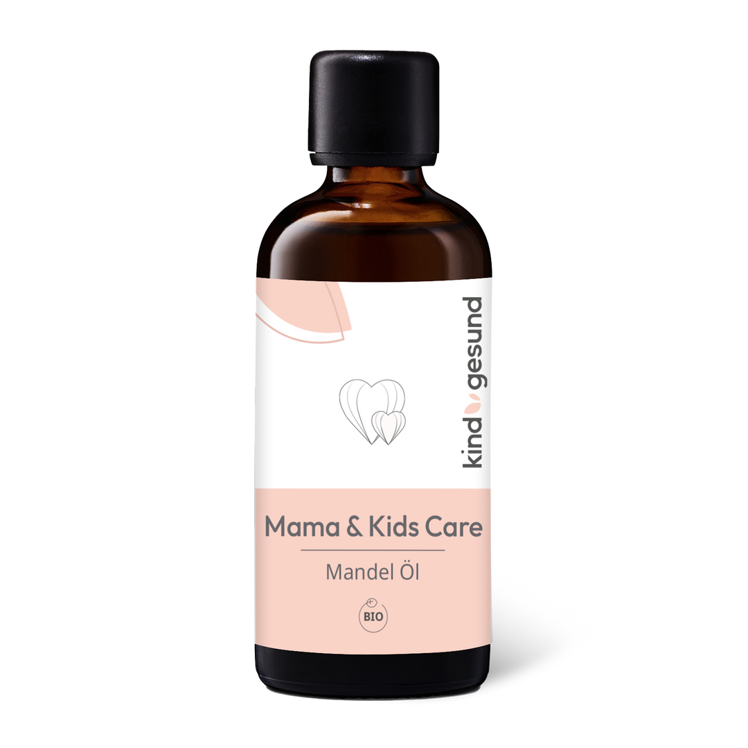 Vorderseite Bio-Mama & Kids Care Mandel Öl von kindgesund