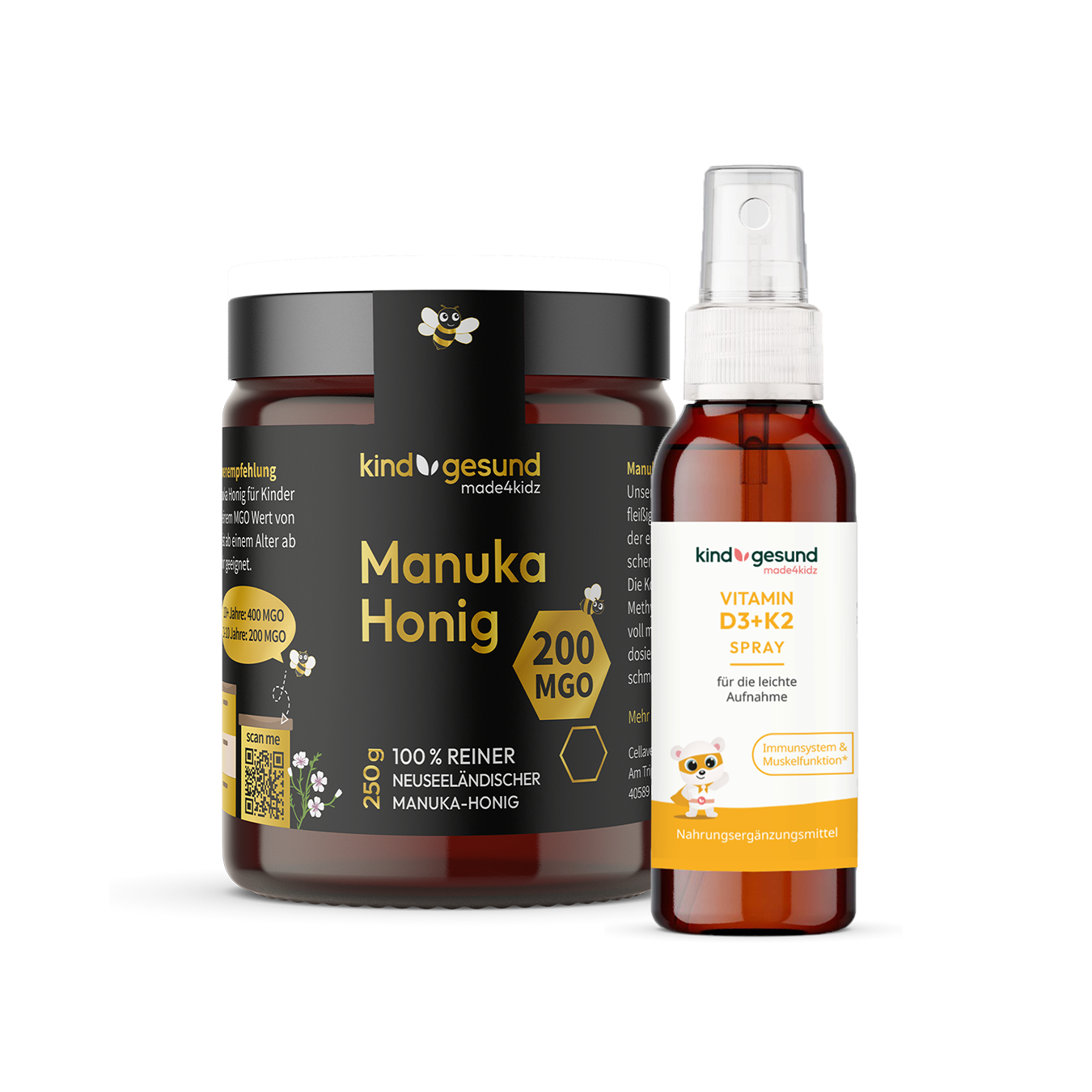 kindgesund Manuka Honig und Vitamin D3+K2 Spray für Kinder