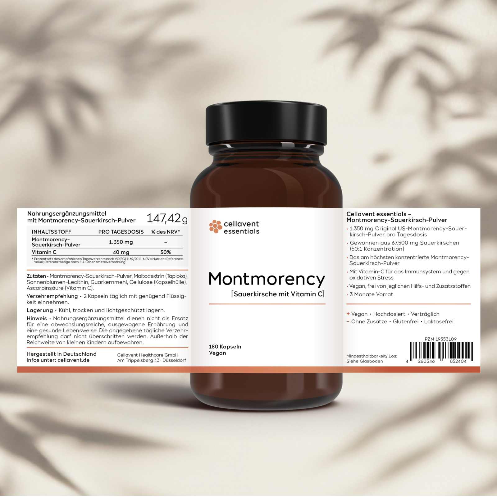 Montmorency Kapseln [Sauerkirsche mit Vitamin C] | Cellavent essentials - Cellavent Healthcare