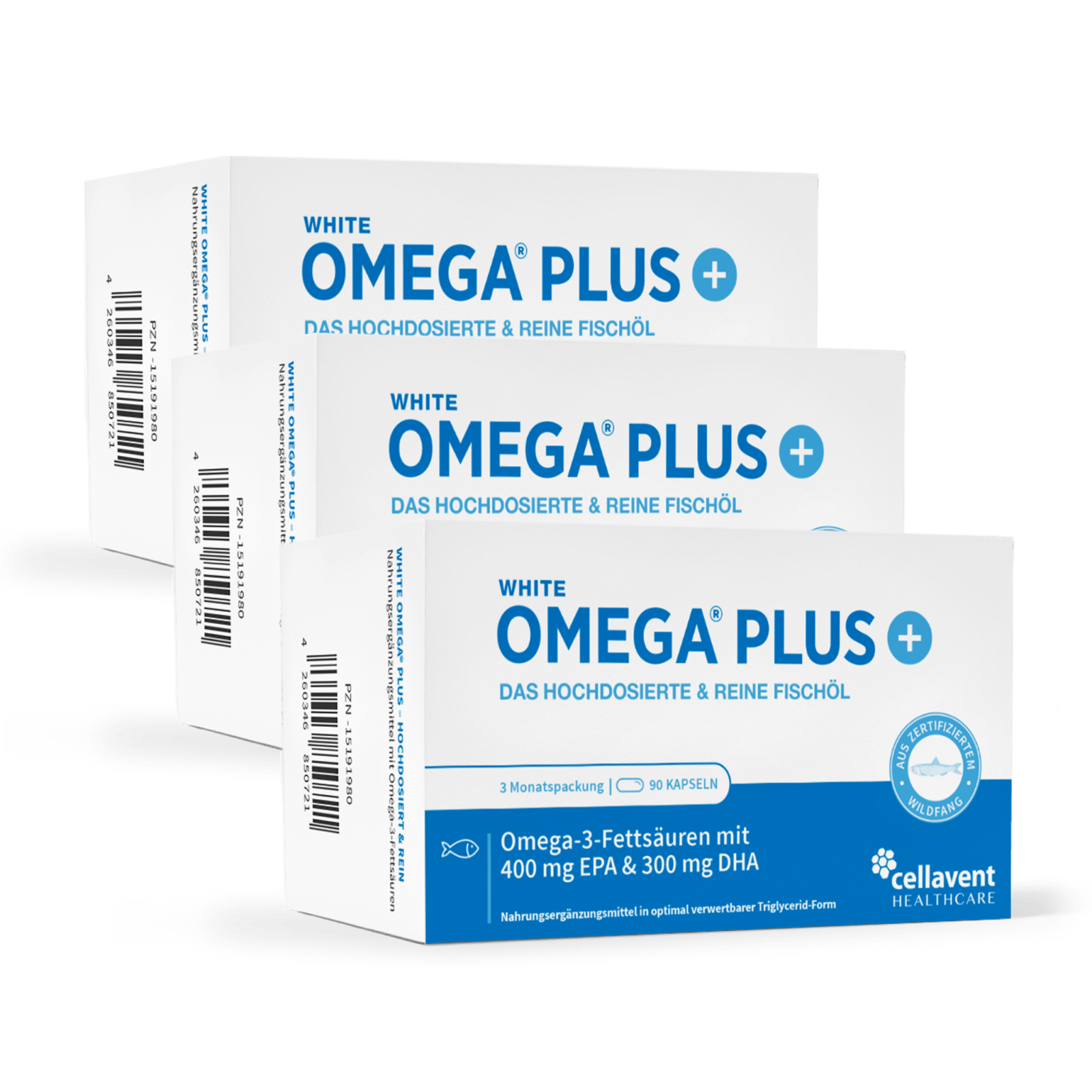 Omega - 3 Kapseln mit 800 mg – WHITE OMEGA PLUS - Cellavent Healthcare