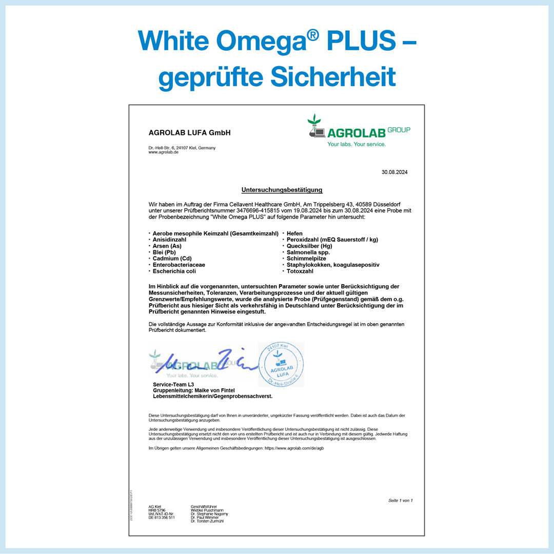 Omega - 3 Kapseln mit 800 mg – WHITE OMEGA PLUS - Cellavent Healthcare