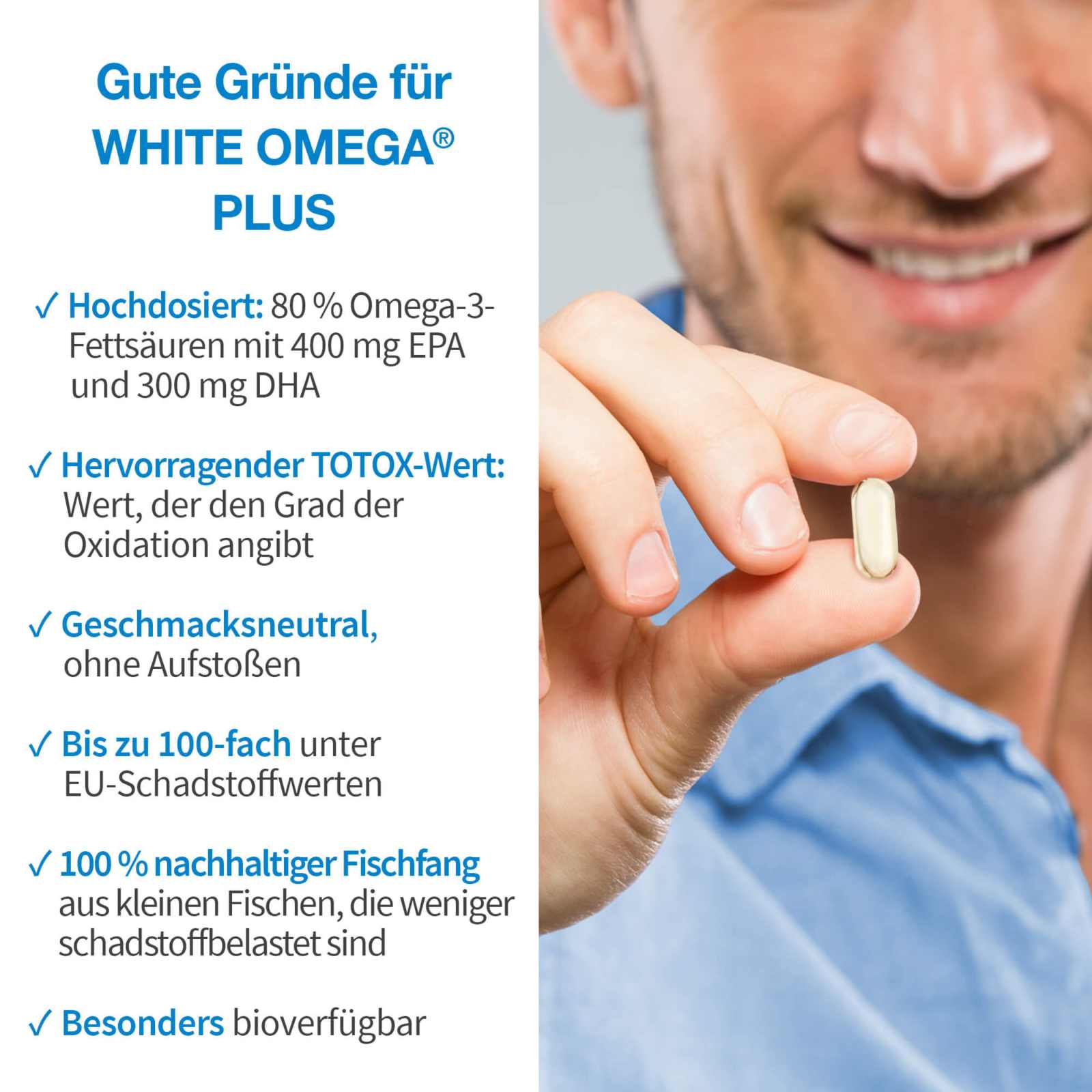 Omega - 3 Kapseln mit 800 mg – WHITE OMEGA PLUS - Cellavent Healthcare