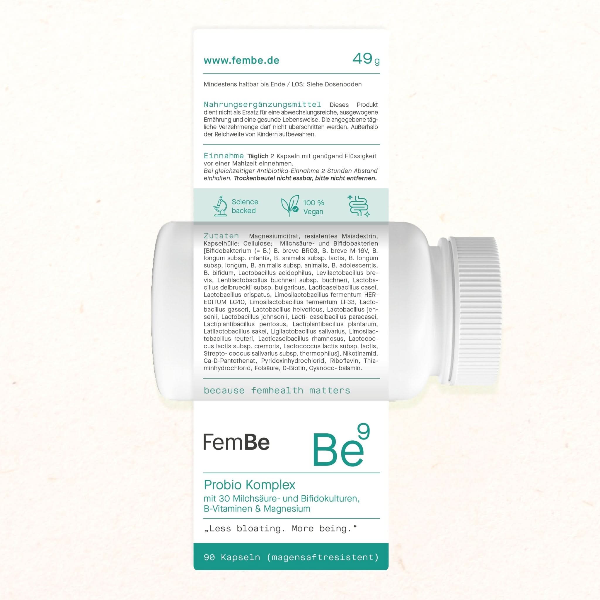 Probio Kapseln mit Milchsäurekulturen - Be9 FemBe - Cellavent Healthcare