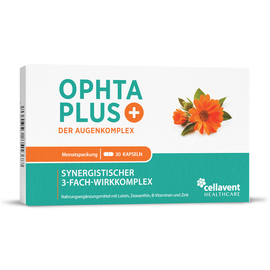 Sonderposten - Lutein & Zeaxanthin Kapseln – Ophta PLUS Der Augenkomplex - Cellavent Healthcare