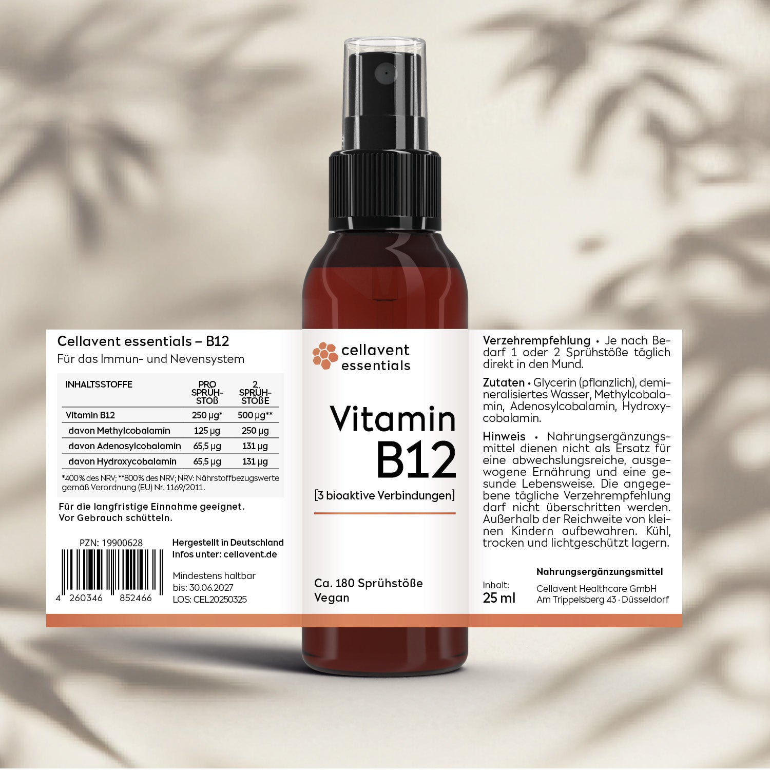 Vitamin B12 Spray [3 bioaktive Verbindungen] - Cellavent Healthcare