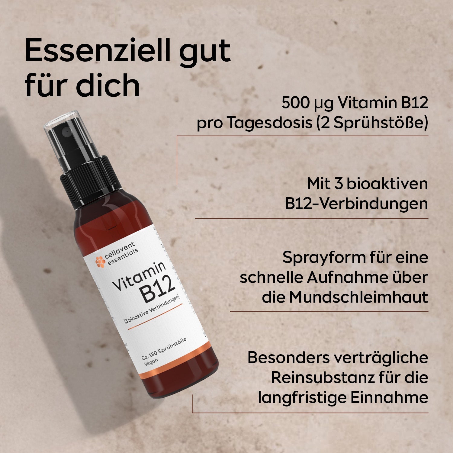 Vitamin B12 Spray [3 bioaktive Verbindungen] - Cellavent Healthcare