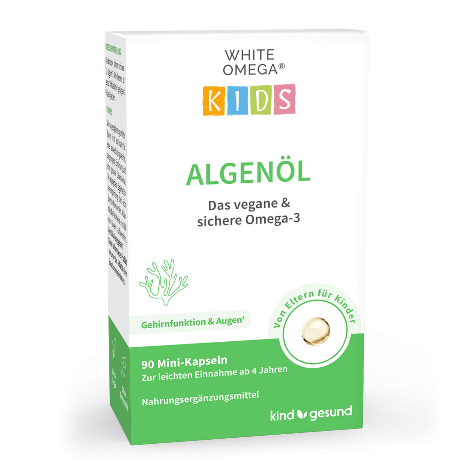 White Omega Kids Algenöl Verpackung vorne