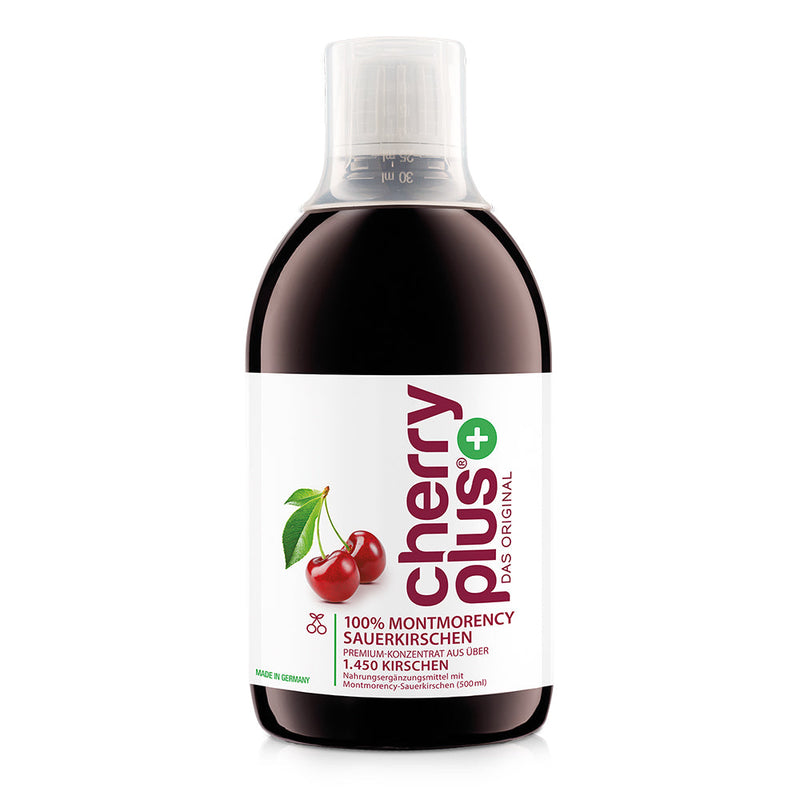 Vorderseite vom Cherry PLUS Montmorency-Sauerkirschkonzentrat 500 ml 